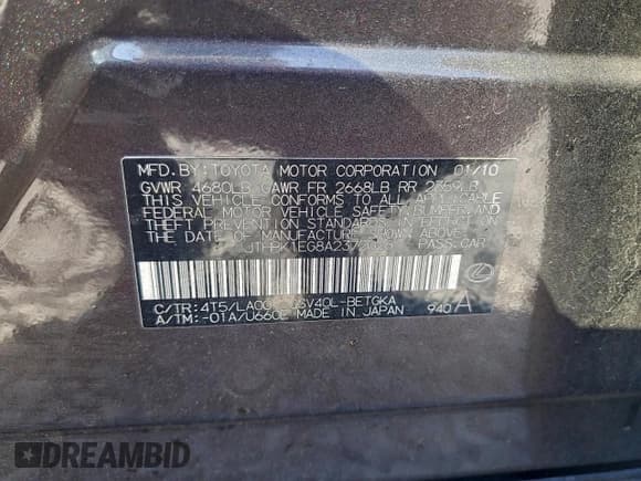 ✅ 2010 Lexus ES 330 • VIN: JTHBK1EG8A2372026 • Lot: 93909265. Wystawiony na Copart z przebiegiem 130 459 mil. Bezpłatny archiwum sprzedaży aukcyjnych z USA i szczegółowy raport historii pojazdu na DreamBid. Zdjęcie 12.