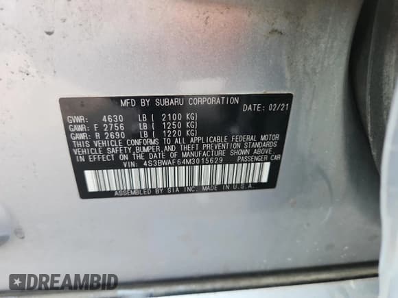 ✅ 2021 Subaru Legacy Premium • VIN: 4S3BWAF64M3015629 • Lot: 71317175. Wystawiony na Copart z przebiegiem 114 803 mil. Bezpłatny archiwum sprzedaży aukcyjnych z USA i szczegółowy raport historii pojazdu na DreamBid. Zdjęcie 13.