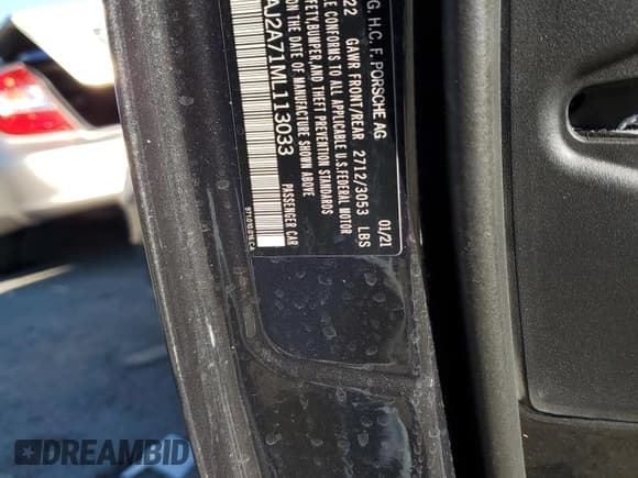 ✅ 2021 Porsche Panamera • VIN: WP0AJ2A71ML113033 • Лот: 38125354. Опубликован ранее на Copart с пробегом Не указан. Бесплатный доступ к архиву аукционных продаж из США и подробный отчёт об истории автомобиля на DreamBid. Изображение 13.