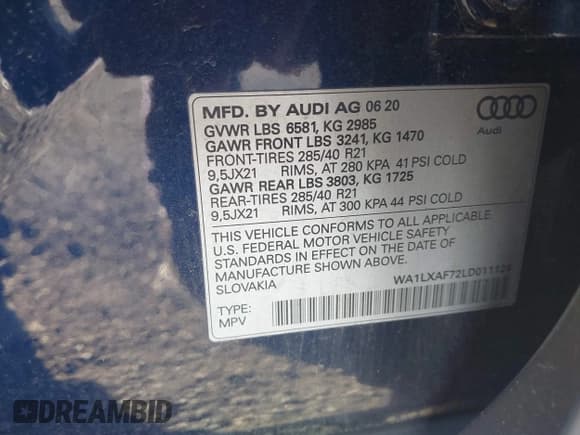 ✅ 2020 Audi Q7 Premium Plus • VIN: WA1LXAF72LD011124 • Лот: 43460808. Опубликован ранее на IAAI с пробегом 57 977 миль. Бесплатный доступ к архиву аукционных продаж из США и подробный отчёт об истории автомобиля на DreamBid. Изображение 9.