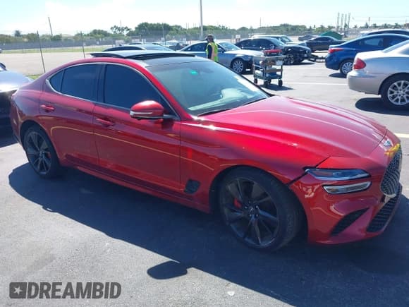 ✅ 2023 Genesis G70 3.3T • VIN: KMTG54TE1PU128413 • Lot: 43340746. Wystawiony na IAAI z przebiegiem 8 355 mil. Bezpłatny archiwum sprzedaży aukcyjnych z USA i szczegółowy raport historii pojazdu na DreamBid. Zdjęcie 1.