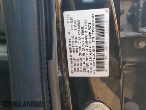 ✅ 2012 Honda Accord SE • VIN: 1HGCP2F6XCA222674 • Лот: 87060435. Опубликован ранее на Copart с пробегом 161 847 миль. Бесплатный доступ к архиву аукционных продаж из США и подробный отчёт об истории автомобиля на DreamBid. Изображение 12.