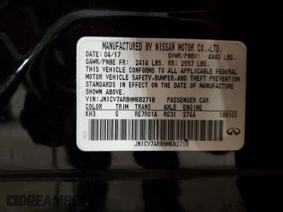 ✅ 2017 Infiniti Q50 Premium • VIN: JN1CV7AR8HM682718 • Лот: 67516465. Опубликован ранее на Copart с пробегом 112 892 миль. Бесплатный доступ к архиву аукционных продаж из США и подробный отчёт об истории автомобиля на DreamBid. Изображение 12.