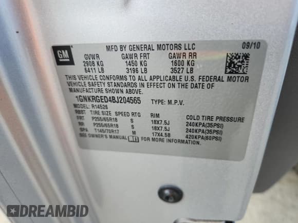 ✅ 2011 Chevrolet Traverse 1LT • VIN: 1GNKRGED4BJ204565 • Lot: 91903135. Wystawiony na Copart z przebiegiem 147 338 mil. Bezpłatny archiwum sprzedaży aukcyjnych z USA i szczegółowy raport historii pojazdu na DreamBid. Zdjęcie 13.