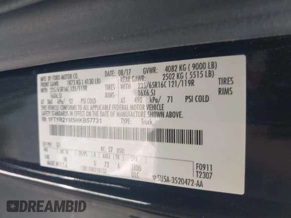 ✅ 2017 Ford Transit • VIN: 1FTYR2YM5HKB57731 • Лот: 42699479. Опубликован ранее на IAAI с пробегом 73 900 миль. Бесплатный доступ к архиву аукционных продаж из США и подробный отчёт об истории автомобиля на DreamBid. Изображение 9.