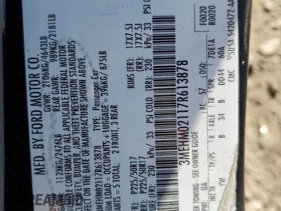 ✅ 2007 Mercury Milan Premier • VIN: 3MEHM02117R613878 • Lot: 59711985. Wystawiony na Copart z przebiegiem 149 265 mil. Bezpłatny archiwum sprzedaży aukcyjnych z USA i szczegółowy raport historii pojazdu na DreamBid. Zdjęcie 12.