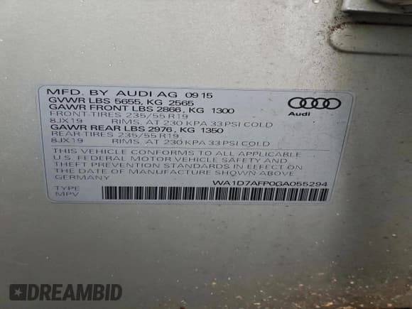 ✅ 2016 Audi Q5 Premium Plus • VIN: WA1D7AFP0GA055294 • Лот: 94967915. Опубликован ранее на Copart с пробегом 86 766 миль. Бесплатный доступ к архиву аукционных продаж из США и подробный отчёт об истории автомобиля на DreamBid. Изображение 14.