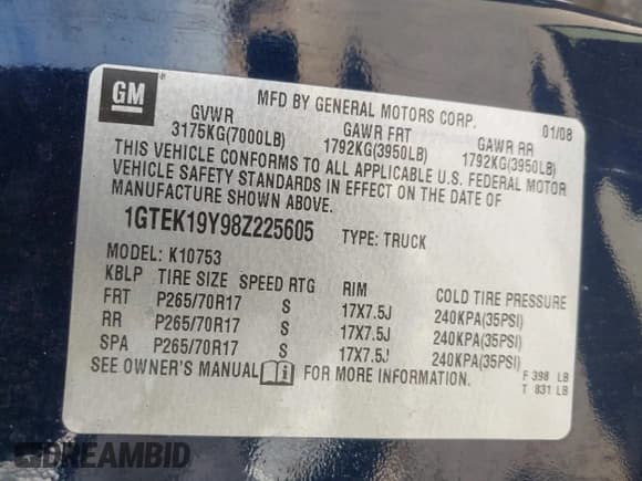 ✅ 2008 GMC Sierra 1500 • VIN: 1GTEK19Y98Z225605 • Лот: 42216751. Опубликован ранее на IAAI с пробегом 275 642 миль. Бесплатный доступ к архиву аукционных продаж из США и подробный отчёт об истории автомобиля на DreamBid. Изображение 9.