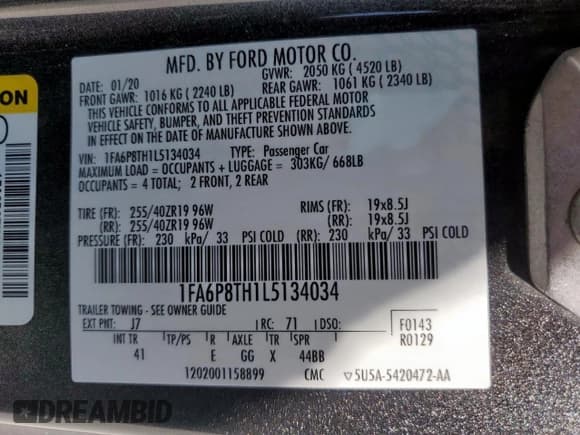 ✅ 2020 Ford Mustang EcoBoost • VIN: 1FA6P8TH1L5134034 • Lot: 84288465. Listed on Copart with 58,932 mi. Free auction sales archive from the USA and detailed vehicle history report at DreamBid. Image 12.