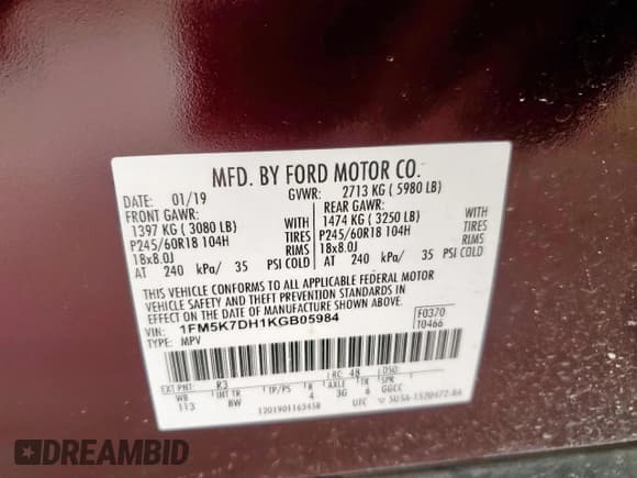 ✅ 2019 Ford Explorer XLT • VIN: 1FM5K7DH1KGB05984 • Lot: 66856225. Wystawiony na Copart z przebiegiem 68 260 mil. Bezpłatny archiwum sprzedaży aukcyjnych z USA i szczegółowy raport historii pojazdu na DreamBid. Zdjęcie 14.
