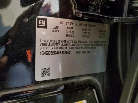 ✅ 2010 Buick LaCrosse CXL • VIN: 1G4GD5EG4AF137572 • Lot: 93558015. Listed on Copart with 190,000 mi. Free auction sales archive from the USA and detailed vehicle history report at DreamBid. Image 12.