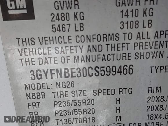 ✅ 2012 Cadillac SRX Performance Collection • VIN: 3GYFNBE30CS599466 • Lot: 42053911. Listed on IAAI with 167,242 mi. Free auction sales archive from the USA and detailed vehicle history report at DreamBid. Image 9.