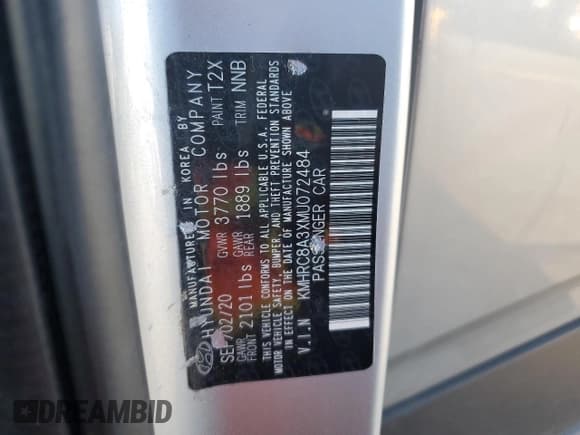 ✅ 2021 Hyundai Venue SEL • VIN: KMHRC8A3XMU072484 • Lot: 83507944. Listed on Copart with 59,909 mi. Free auction sales archive from the USA and detailed vehicle history report at DreamBid. Image 14.