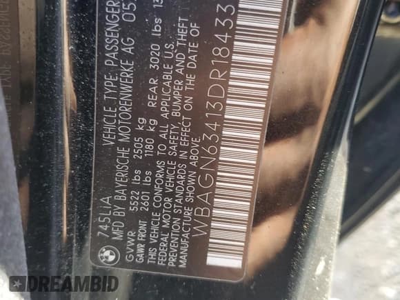 ✅ 2003 BMW 7 Series 745Li • VIN: WBAGN63413DR18433 • Lot: 69979715. Listed on Copart with Not provided. Free auction sales archive from the USA and detailed vehicle history report at DreamBid. Image 12.