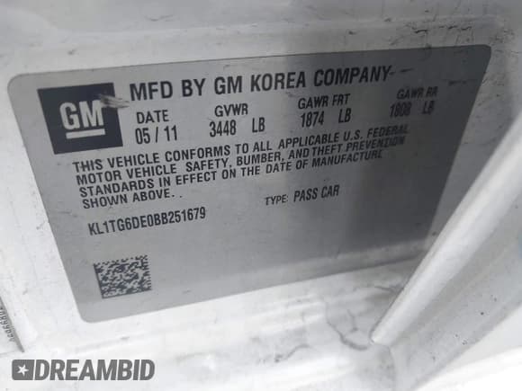 ✅ 2011 Chevrolet Aveo 2LT • VIN: KL1TG6DE0BB251679 • Lot: 41315875. Wystawiony na IAAI z przebiegiem 109 142 mil. Bezpłatny archiwum sprzedaży aukcyjnych z USA i szczegółowy raport historii pojazdu na DreamBid. Zdjęcie 9.