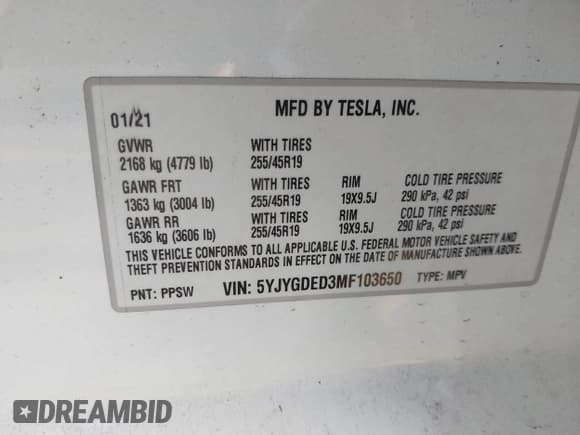 ✅ 2021 Tesla Model Y Standard Range • VIN: 5YJYGDED3MF103650 • Lot: 41726278. Wystawiony na IAAI z przebiegiem Nie podano. Bezpłatny archiwum sprzedaży aukcyjnych z USA i szczegółowy raport historii pojazdu na DreamBid. Zdjęcie 9.
