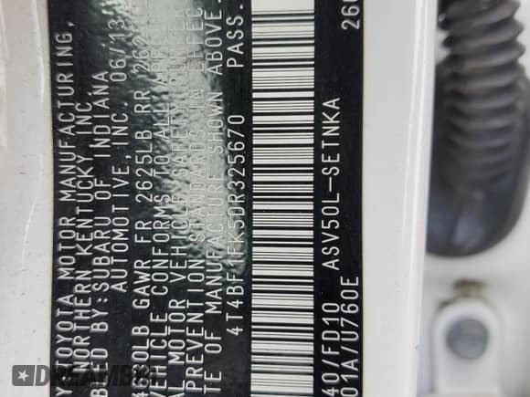 2013 Toyota Camry L с VIN 4T4BF1FK5DR325670, выставлен на аукционе Copart как лот 68197445 с пробегом 144 815 миль миль и Списание • Salvage title. История ставок и продаж доступна на DreamBid. Изображение 14.