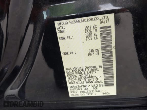 ✅ 2017 Nissan Altima S • VIN: 1N4AL3AP9HC238258 • Lot: 43254100. Wystawiony na IAAI z przebiegiem 74 745 mil. Bezpłatny archiwum sprzedaży aukcyjnych z USA i szczegółowy raport historii pojazdu na DreamBid. Zdjęcie 9.