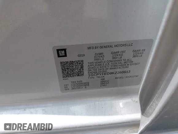 ✅ 2019 Chevrolet Silverado 1500 LT Trail Boss • VIN: 1GCPYFED9KZ260613 • Lot: 42157001. Wystawiony na IAAI z przebiegiem 99 039 mil. Bezpłatny archiwum sprzedaży aukcyjnych z USA i szczegółowy raport historii pojazdu na DreamBid. Zdjęcie 9.