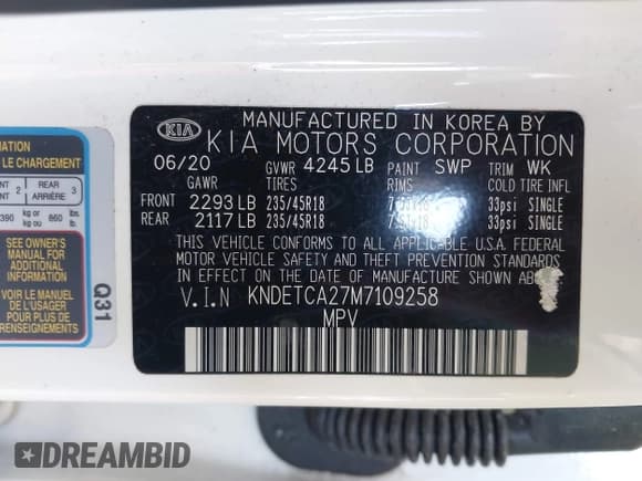 ✅ 2021 Kia Seltos SX • VIN: KNDETCA27M7109258 • Lot: 43715957. Wystawiony na IAAI z przebiegiem 58 295 mil. Bezpłatny archiwum sprzedaży aukcyjnych z USA i szczegółowy raport historii pojazdu na DreamBid. Zdjęcie 9.