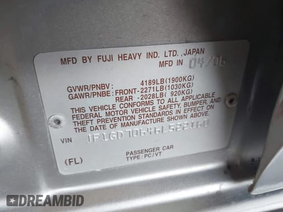 ✅ 2006 Subaru Impreza WRX STI • VIN: JF1GD70646L522160 • Lot: 42359144. Listed on IAAI with 154,646 mi. Free auction sales archive from the USA and detailed vehicle history report at DreamBid. Image 9.