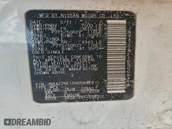 ✅ 2011 Infiniti QX56 7-passenger • VIN: JN8AZ2NE1B9006418 • Лот: 94558905. Опубликован ранее на Copart с пробегом 158 166 миль. Бесплатный доступ к архиву аукционных продаж из США и подробный отчёт об истории автомобиля на DreamBid. Изображение 13.