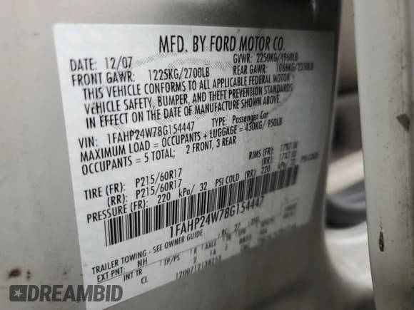 ✅ 2008 Ford Taurus SEL • VIN: 1FAHP24W78G154447 • Лот: 73690124. Опубликован ранее на Copart с пробегом 175 261 миль. Бесплатный доступ к архиву аукционных продаж из США и подробный отчёт об истории автомобиля на DreamBid. Изображение 14.