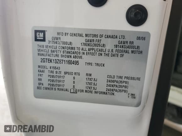 ✅ 2007 GMC Sierra 1500 SLT • VIN: 2GTEK13Z871160495 • Лот: 90872995. Опубликован ранее на Copart с пробегом 146 137 миль. Бесплатный доступ к архиву аукционных продаж из США и подробный отчёт об истории автомобиля на DreamBid. Изображение 12.