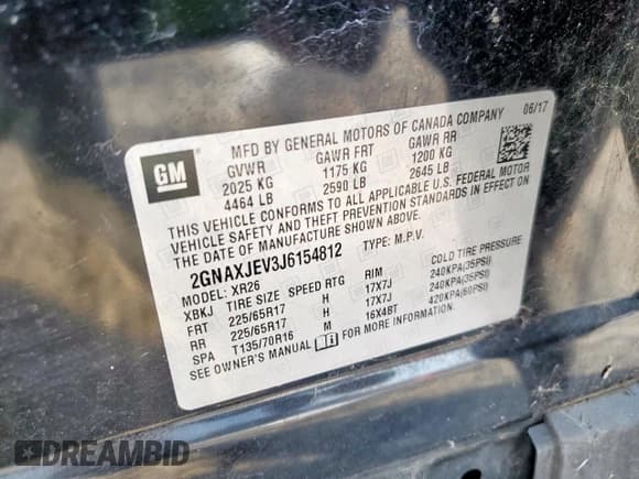 ✅ 2018 Chevrolet Equinox LT • VIN: 2GNAXJEV3J6154812 • Лот: 91903405. Опубликован ранее на Copart с пробегом 72 697 миль. Бесплатный доступ к архиву аукционных продаж из США и подробный отчёт об истории автомобиля на DreamBid. Изображение 14.