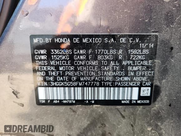 ✅ 2015 Honda Fit LX • VIN: 3HGGK5G58FM747778 • Lot: 81081295. Wystawiony na Copart z przebiegiem 114 771 mil. Bezpłatny archiwum sprzedaży aukcyjnych z USA i szczegółowy raport historii pojazdu na DreamBid. Zdjęcie 13.