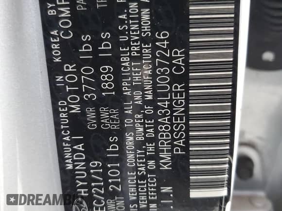 2020 Hyundai Venue SE с VIN KMHRB8A34LU037246, выставлен на аукционе Copart как лот 82050994 с пробегом 15 545 миль миль и Списание • Salvage title. История ставок и продаж доступна на DreamBid. Изображение 13.