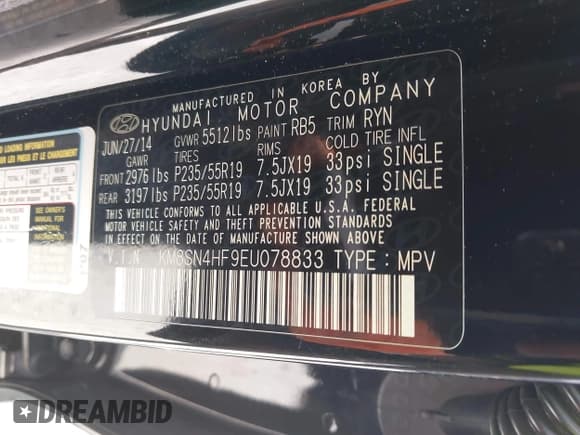 ✅ 2014 Hyundai Santa Fe GLS • VIN: KM8SN4HF9EU078833 • Лот: 43163419. Опубликован ранее на IAAI с пробегом 148 066 миль. Бесплатный доступ к архиву аукционных продаж из США и подробный отчёт об истории автомобиля на DreamBid. Изображение 9.