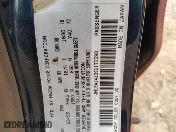 ✅ 1995 Mazda Protege • VIN: JM1BA1413S0173593 • Лот: 68877974. Опубликован ранее на Copart с пробегом 133 411 миль. Бесплатный доступ к архиву аукционных продаж из США и подробный отчёт об истории автомобиля на DreamBid. Изображение 12.