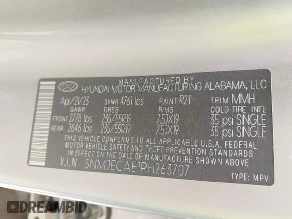 2023 Hyundai Tucson Limited z VIN 5NMJECAE1PH263707, wystawiony jako IAAI lot #43030054 z przebiegiem Nie podano mil oraz . Historia ofert i sprzedaży dostępna na DreamBid. Obrazek 9.