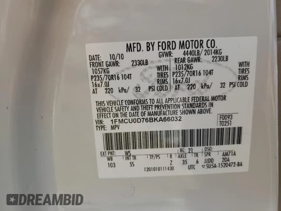 ✅ 2011 Ford Escape XLT • VIN: 1FMCU0D76BKA66032 • Lot: 90306865. Listed on Copart with Not provided. Free auction sales archive from the USA and detailed vehicle history report at DreamBid. Image 12.