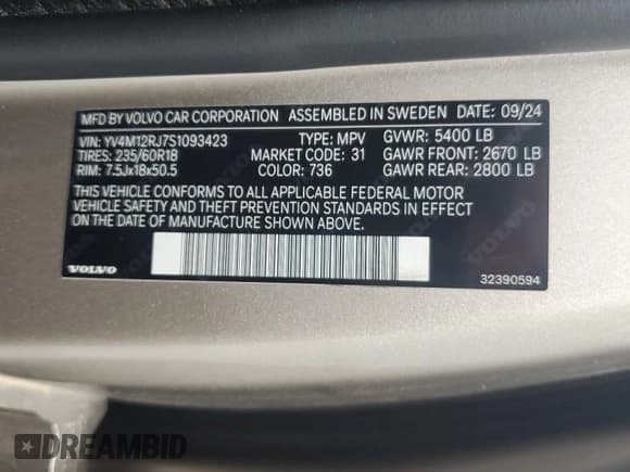 ✅ 2025 Volvo XC60 Core • VIN: YV4M12RJ7S1093423 • Лот: 70765565. Опубликован ранее на Copart с пробегом 14 396 миль. Бесплатный доступ к архиву аукционных продаж из США и подробный отчёт об истории автомобиля на DreamBid. Изображение 14.