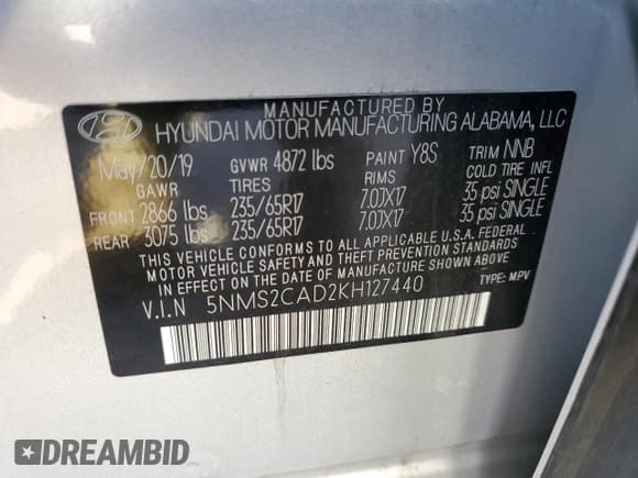 ✅ 2019 Hyundai Santa Fe SE • VIN: 5NMS2CAD2KH127440 • Lot: 69783154. Wystawiony na Copart z przebiegiem 31 718 mil. Bezpłatny archiwum sprzedaży aukcyjnych z USA i szczegółowy raport historii pojazdu na DreamBid. Zdjęcie 13.