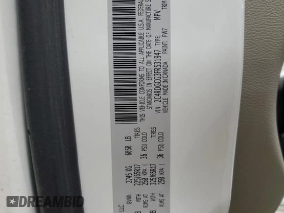 ✅ 2015 Dodge Grand Caravan SXT • VIN: 2C4RDGCG3FR531947 • Lot: 91940705. Listed on Copart with 121,544 mi. Free auction sales archive from the USA and detailed vehicle history report at DreamBid. Image 14.