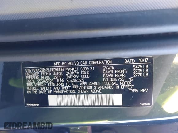 ✅ 2018 Volvo XC60 Momentum • VIN: YV4A22RK9J1028306 • Lot: 43856103. Listed on IAAI with 83,100 mi. Free auction sales archive from the USA and detailed vehicle history report at DreamBid. Image 9.