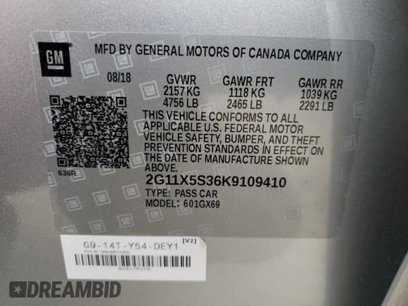 ✅ 2019 Chevrolet Impala LS • VIN: 2G11X5S36K9109410 • Лот: 71509845. Опубликован ранее на Copart с пробегом 147 856 миль. Бесплатный доступ к архиву аукционных продаж из США и подробный отчёт об истории автомобиля на DreamBid. Изображение 12.