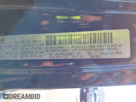 ✅ 2020 Jeep Wrangler Unlimited Rubicon • VIN: 1C4HJXFN4LW283872 • Lot: 41340974. Wystawiony na IAAI z przebiegiem 72 181 mil. Bezpłatny archiwum sprzedaży aukcyjnych z USA i szczegółowy raport historii pojazdu na DreamBid. Zdjęcie 9.