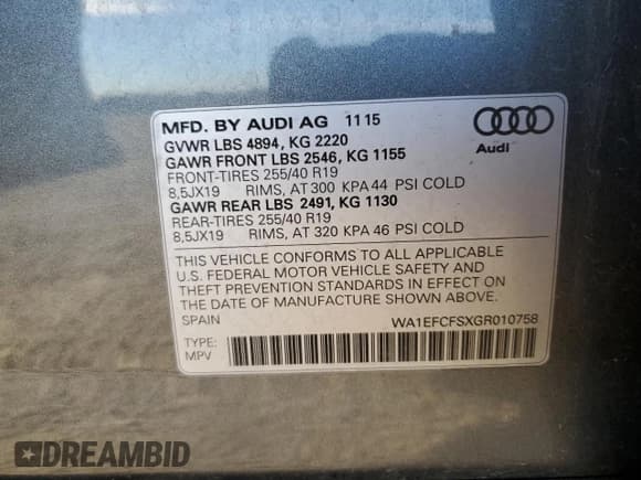 ✅ 2016 Audi Q3 Premium Plus • VIN: WA1EFCFSXGR010758 • Lot: 87459645. Listed on Copart with 104,323 mi. Free auction sales archive from the USA and detailed vehicle history report at DreamBid. Image 13.