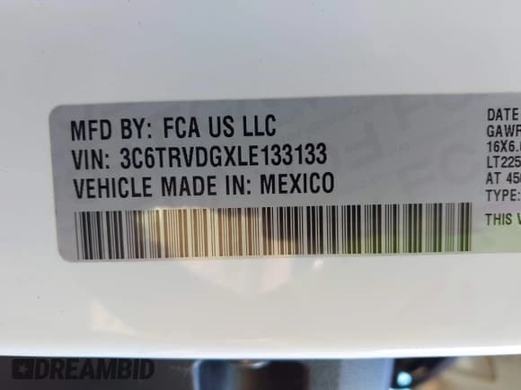 ✅ 2020 Ram ProMaster Cargo • VIN: 3C6TRVDGXLE133133 • Lot: 43818219. Listed on IAAI with 478,877 mi. Free auction sales archive from the USA and detailed vehicle history report at DreamBid. Image 9.