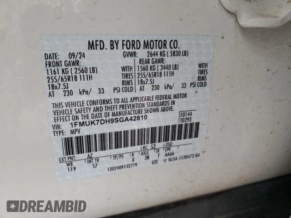 ✅ 2025 Ford Explorer Active • VIN: 1FMUK7DH9SGA42810 • Lot: 82742545. Wystawiony na Copart z przebiegiem 13 241 mil. Bezpłatny archiwum sprzedaży aukcyjnych z USA i szczegółowy raport historii pojazdu na DreamBid. Zdjęcie 13.