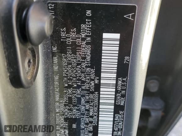 ✅ 2012 Toyota Highlander SE • VIN: 5TDZK3EHXCS066994 • Lot: 90891545. Wystawiony na Copart z przebiegiem Nie podano. Bezpłatny archiwum sprzedaży aukcyjnych z USA i szczegółowy raport historii pojazdu na DreamBid. Zdjęcie 13.