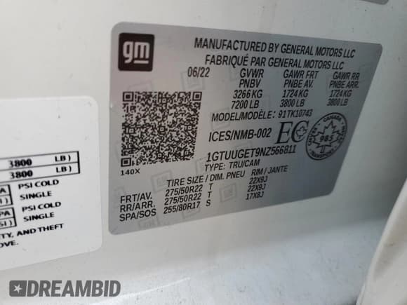 ✅ 2022 GMC Sierra 1500 Denali • VIN: 1GTUUGET9NZ566811 • Лот: 90400735. Опубликован ранее на Copart с пробегом 15 909 миль. Бесплатный доступ к архиву аукционных продаж из США и подробный отчёт об истории автомобиля на DreamBid. Изображение 12.