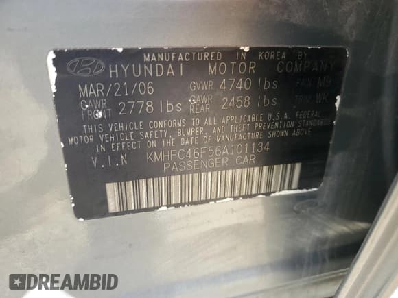 ✅ 2006 Hyundai Azera SE • VIN: KMHFC46F56A101134 • Lot: 90984975. Wystawiony na Copart z przebiegiem 91 697 mil. Bezpłatny archiwum sprzedaży aukcyjnych z USA i szczegółowy raport historii pojazdu na DreamBid. Zdjęcie 12.