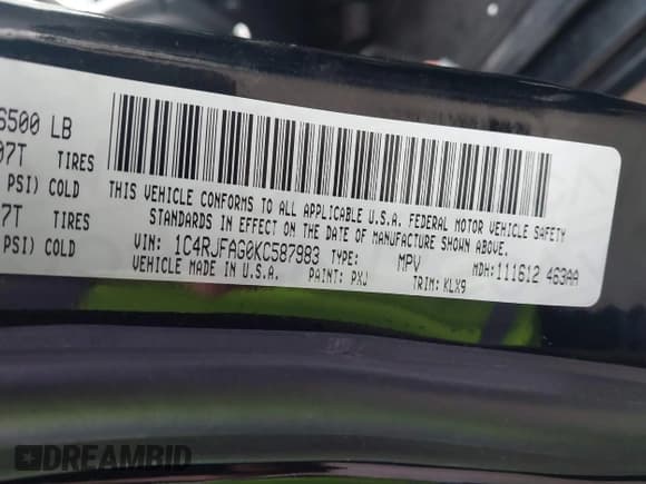 ✅ 2019 Jeep Grand Cherokee Upland • VIN: 1C4RJFAG0KC587983 • Lot: 43314845. Listed on IAAI with 108,491 mi. Free auction sales archive from the USA and detailed vehicle history report at DreamBid. Image 9.