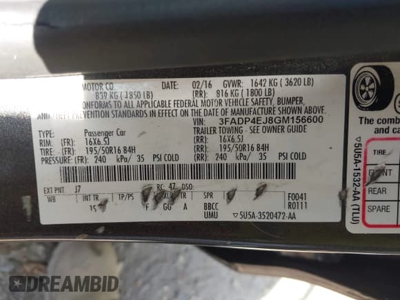 ✅ 2016 Ford Fiesta SE • VIN: 3FADP4EJ8GM156600 • Лот: 43269323. Опубликован ранее на IAAI с пробегом 174 930 миль. Бесплатный доступ к архиву аукционных продаж из США и подробный отчёт об истории автомобиля на DreamBid. Изображение 9.