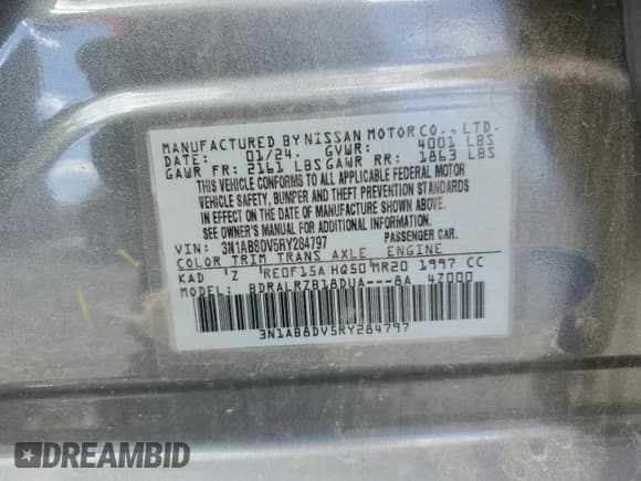 ✅ 2024 Nissan Sentra SR • VIN: 3N1AB8DV5RY284797 • Lot: 85764845. Listed on Copart with 17,101 mi. Free auction sales archive from the USA and detailed vehicle history report at DreamBid. Image 13.